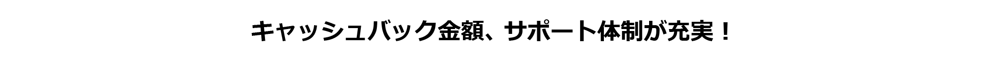 キャッシュバック金額、 サポート体制が充実!